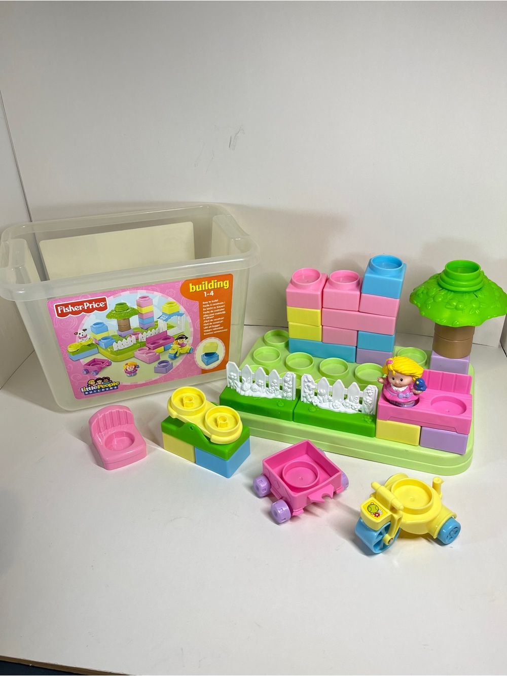 2007 Little People Builders Playset Bin Figure Build & Fun Playground Incomplete